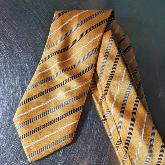 🔥 Amazing Vintage Guy LAROCHE Yellow Tie. Retro Yellow Striped Tie🔥 - Picture 1 of 9